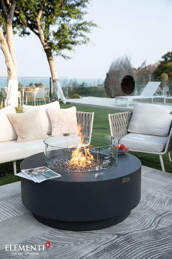 Elementi+ | Bundle Nimes Gas Fire Pit Cast Concrete 40" Dia. Round Fire Table - Image 3