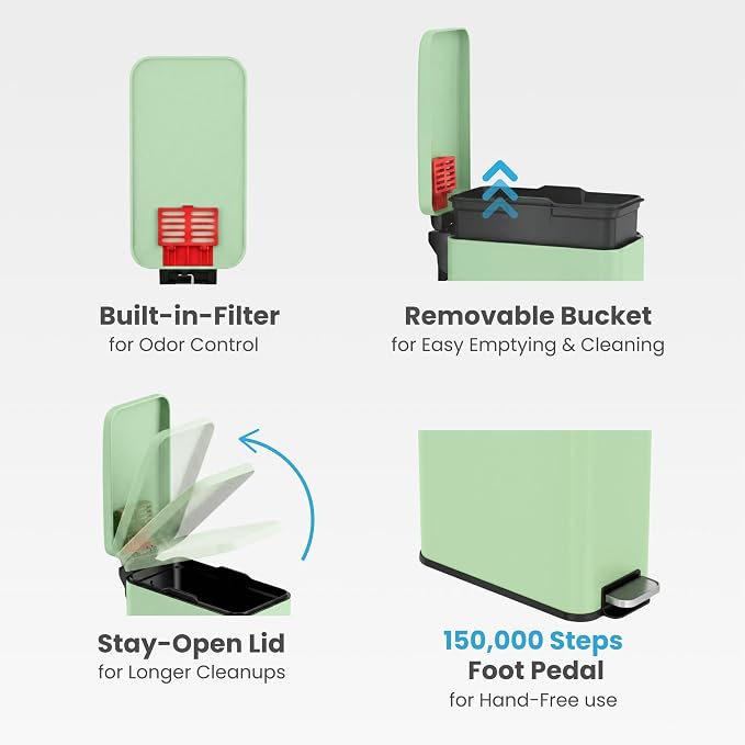 iTouchless SoftStep 3 Gallon Slim Bathroom Trash Can - Image 3