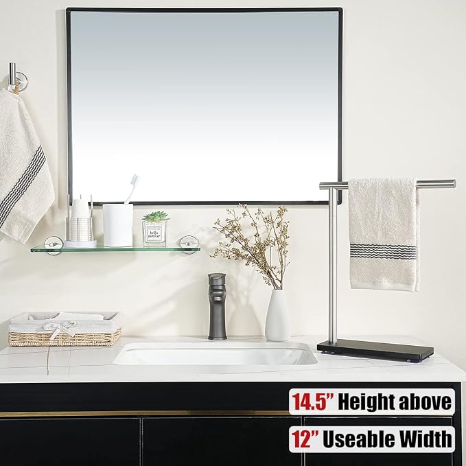 JQK Hand Towel Holder Stand Brushed, Modern Tree Rack Free Standing - Image 3