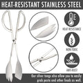 Buffet Tongs, 10.3-Inch Stainless Steel Serving Tongs, Silver, Set of 2