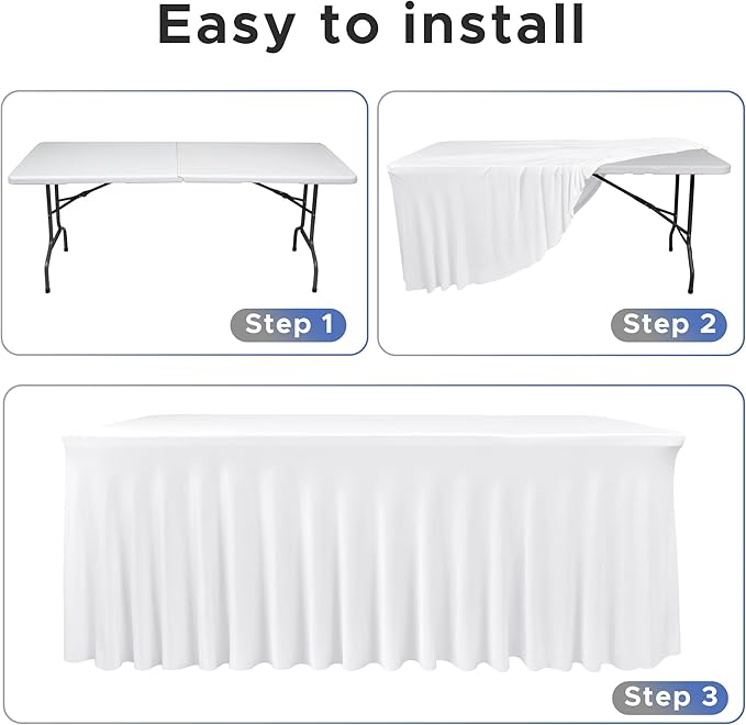 Nasitos White Rectangle Table Skirts, 2 Pack - Image 3