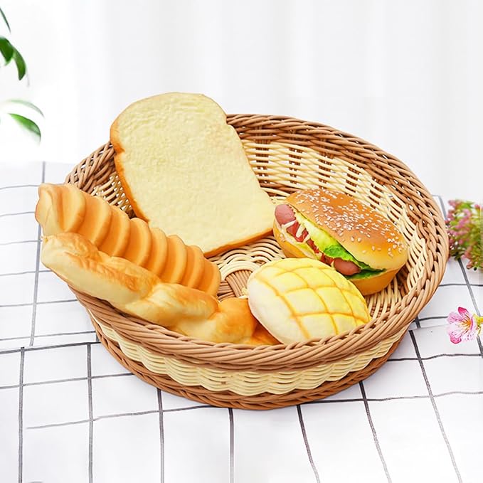 RT&BS Round Wicker Bread Basket, Christmas Food Baskets, Eco-Friendly Sturdy - Image 4