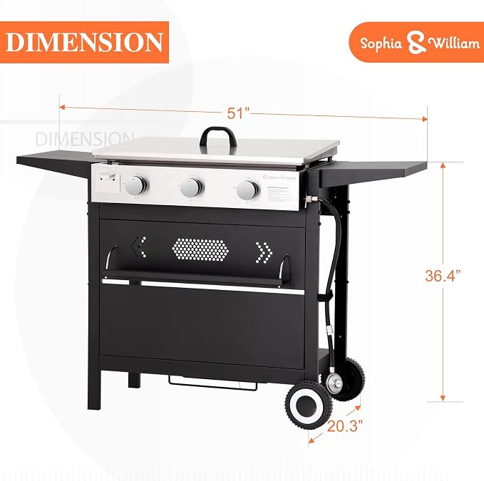 Sophia & William 28-Inch Flat Top Grill - Image 7
