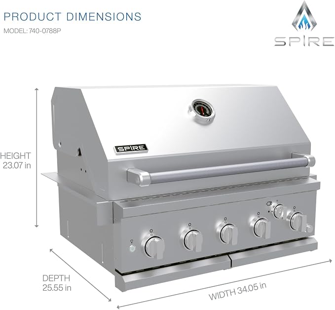 Spire Premium 5 Burner Built In Gas Grill Island Head, Stainless Steel 30 Inch - Image 7