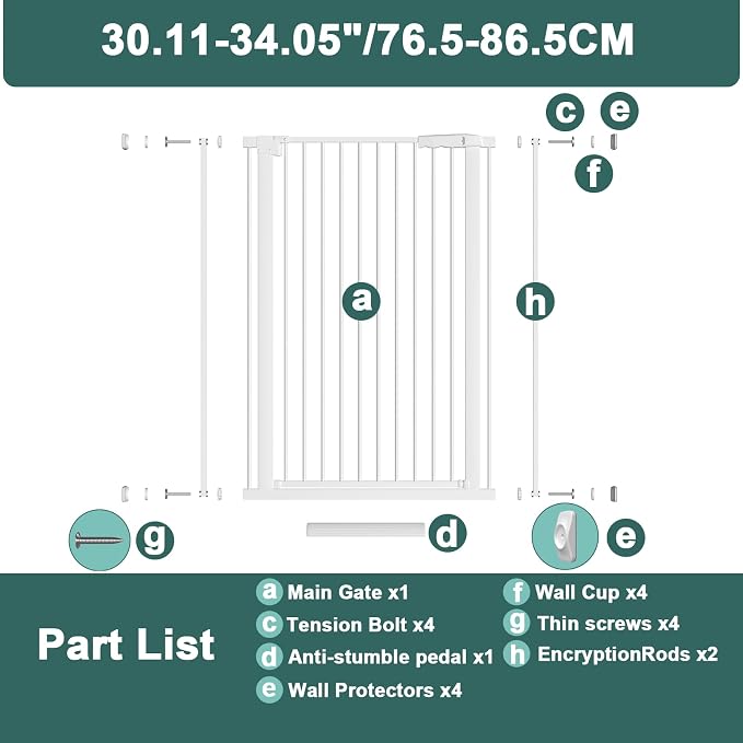 40.55" Tall 1.37" Ultra Narrow Spacing Dogs Pets Baby Gate - Image 6