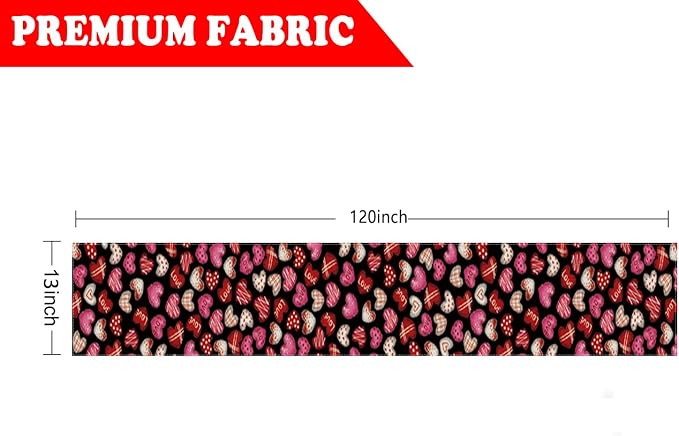 Valentines Day Decorations Table Runner Love Hearts Black Kitchen Dining Table - Image 2