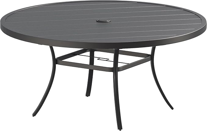 VICLLAX Round Patio Dining Table, Metal Outdoor Dining Table by HOME