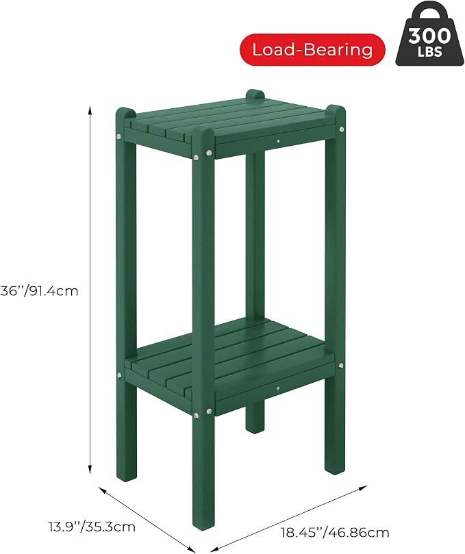 Costaelm Outdoor Side Table, 2-Tier Small Patio Coffee Tables - Image 3