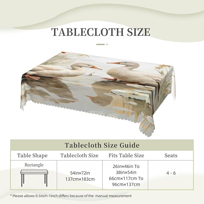 Rectangle Table Cloth Retro Duck Waterproof Tablecloth 54 x 72 in Washable - Image 6