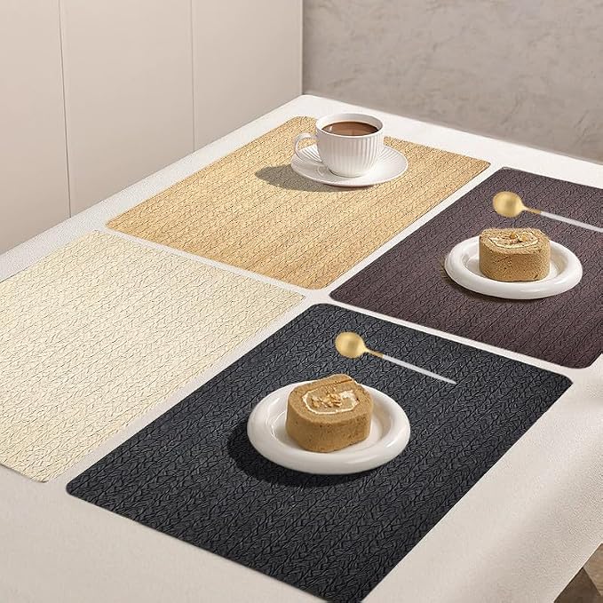 PIGCHCY Waterproof PVC Place Mats Set of 6, Non-Slip Faux Leather Placemats - Image 7