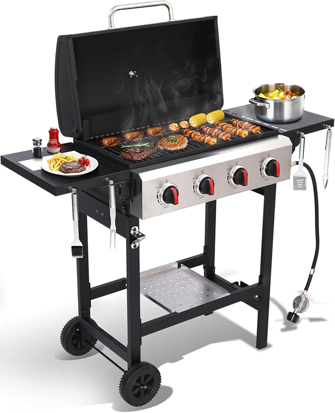 4 Burner Gas Grills Outdoor Cooking Propane Gas Grill BBQ Grill Portable - Image 8
