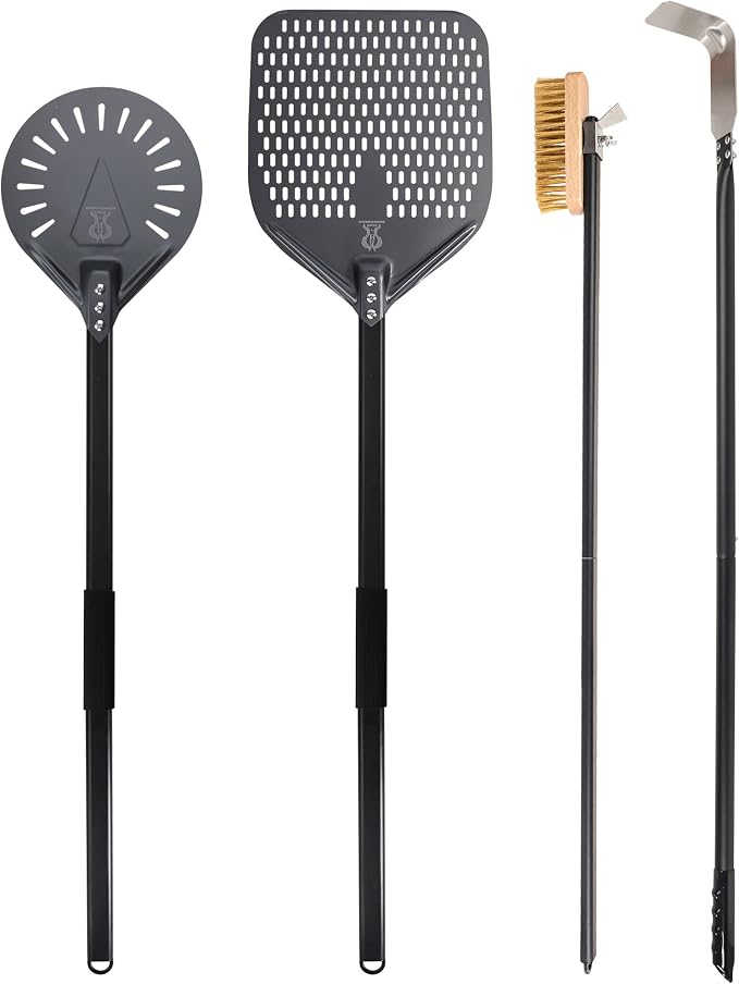 Pizza Turning Peel 9 Inch Perforated Pizza Peel and Pizza Brush Ash Rake 4 by SHANGPEIXUAN