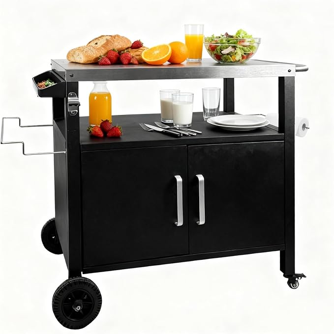 Dining Cart Table with Big Storage Cabinet by Erweater