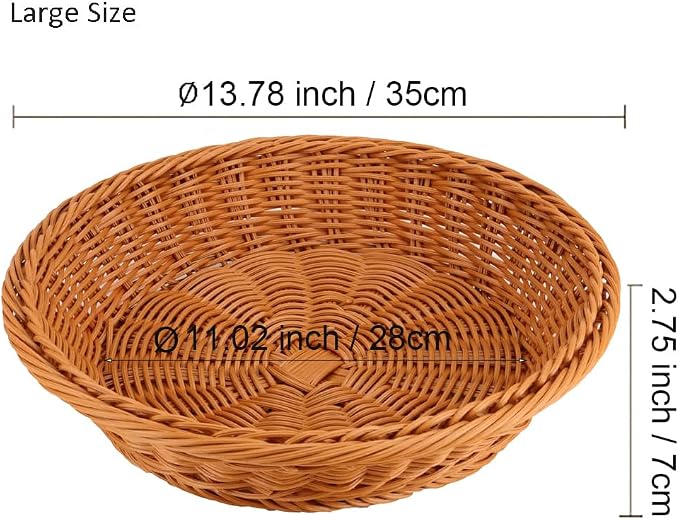 RT&BS 2pcs Round Wicker Bread Basket, Christmas Food Baskets, Eco-Friendly - Image 2