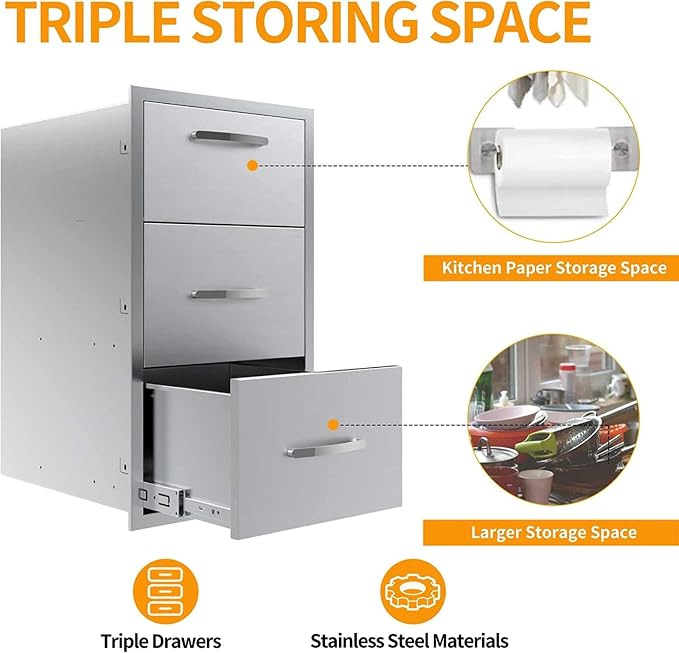 Outdoor Kitchen Drawers, Flush Mount Triple Access BBQ Drawers - Image 5