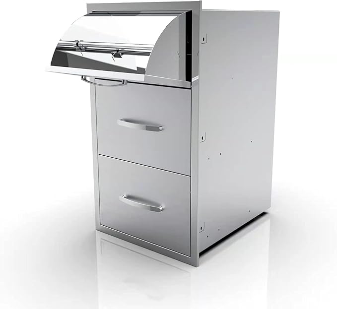 Outdoor Kitchen Stainless Steel Triple Access BBQ Drawers by OLIPIC