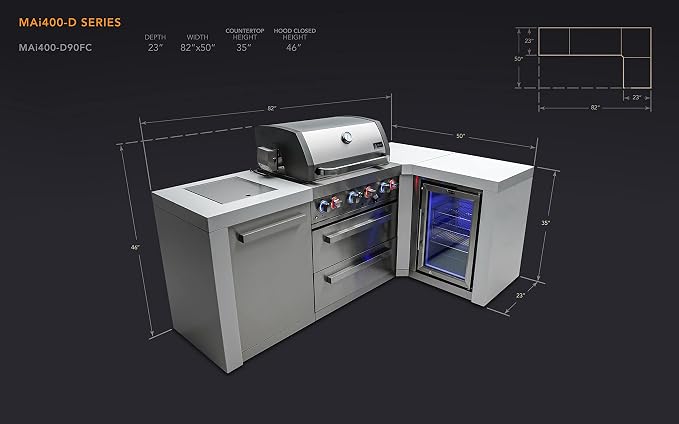 Mont Alpi MAi400-D90FC 32-Inch 4-Burner 78000 BTU 90 Degree Corner Stainless - Image 4