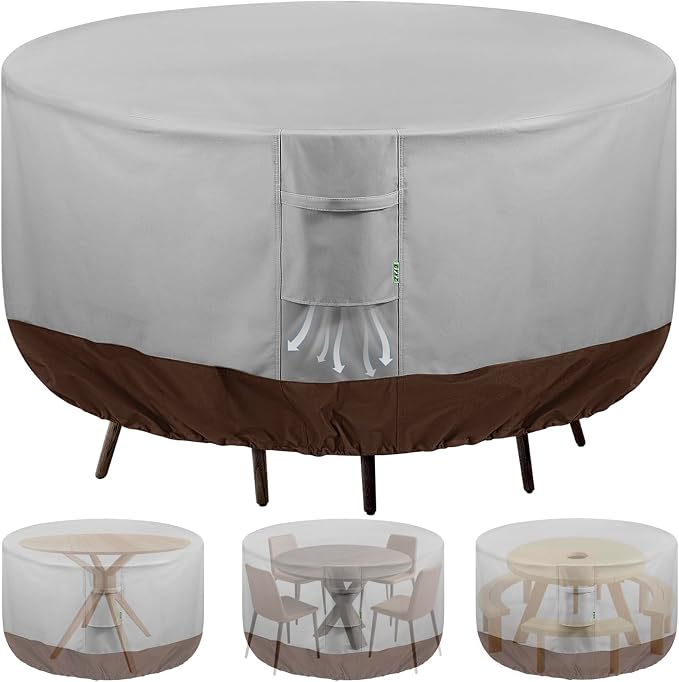 Round Patio Furniture Covers, 600D Heavy-duty UV-Resistant Fade-Proof Protection - Image 3