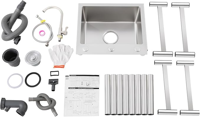 Free Standing Single Bowl Kitchen Sink Commercial, Outdoor Utility Sink - Image 8