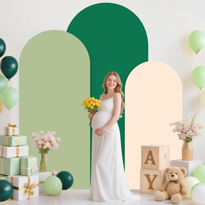 MODFUNS Set of 3 Arch Backdrop Cover 6&6.6&7.2ft Spandex Arch Cover Dark Green - Image 4