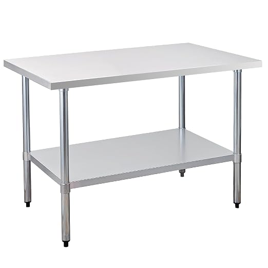 Stainless Steel Work Table 30 x 48 Inch, NSF Commercial Prep Table by OKEYOLIVE