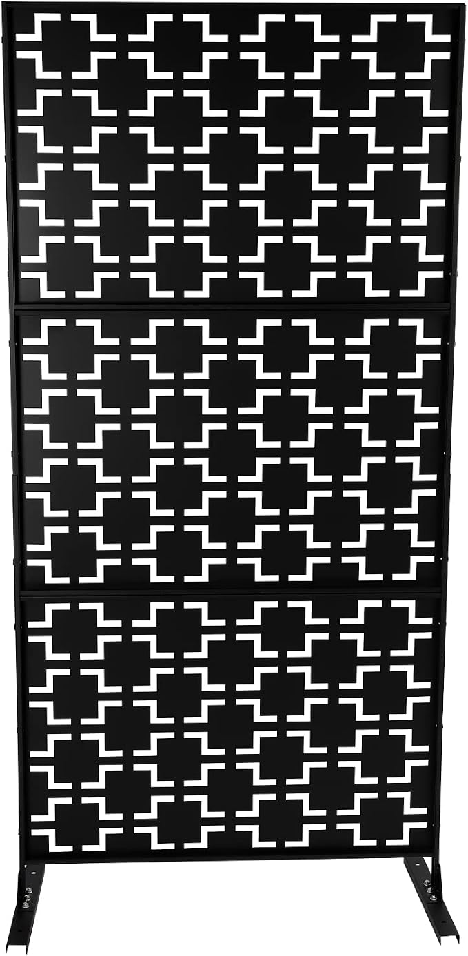 Metal Outdoor Privacy Screen, Freestanding Outdoor Divider Decorative Privacy by KannBeki