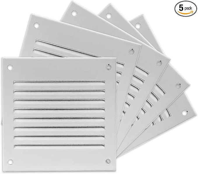 Repa Market 5-Pack 4x4 Inch Air Vent Cover/White Galvanized Steel Louvered by RepaMarket
