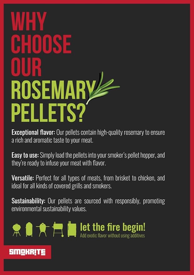 SMOKRITE Rosemary Wood Pellets for Smoker Grills, All Natural Hard Wood BBQ - Image 6