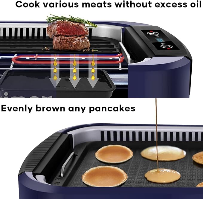 Electric Indoor Grill Griddle, CUSIMAX Smokeless Grill, Portable Korean BBQ - Image 4