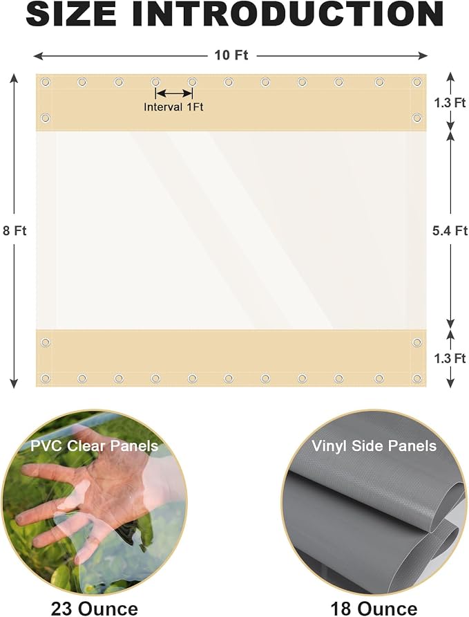 Clear Vinyl Curtains for Patio Enclosure, 23oz Heavy Duty Waterproof Anti-UV - Image 2