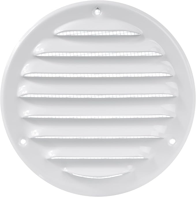 Repa Market 4 Inch Round Air Vent Cover/White Galvanized Steel Louvered Grill by RepaMarket