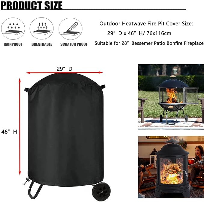 POMER Patio Bonfire Fireplace Cover, Round Fire Pit Cover - Image 3