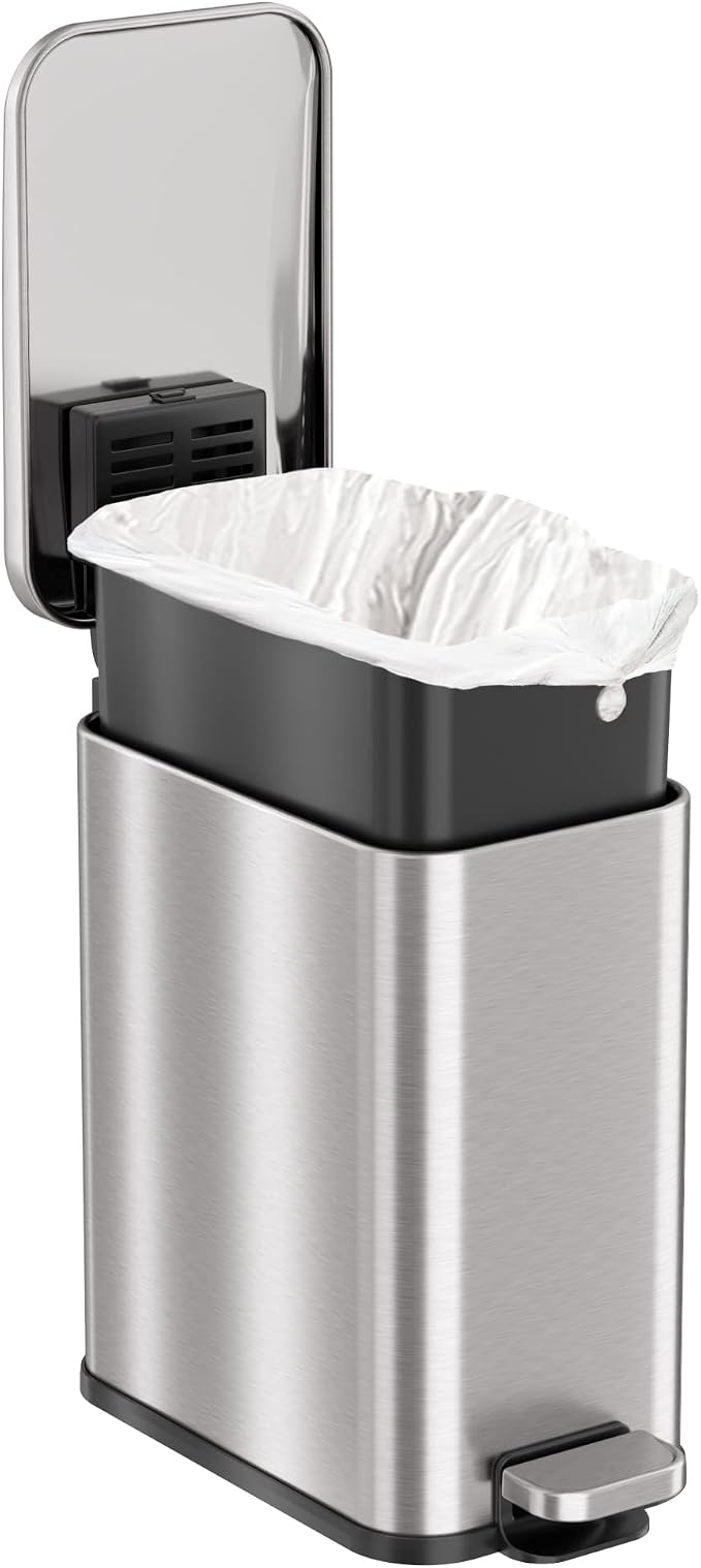 iTouchless 5 Liter / 1.32 Gallon SoftStep Bathroom Trash Can - Image 4