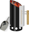 Charcoal Chimney Starter with 11" Briquet Shovel Set, Double Enameled Large by Joyagrill