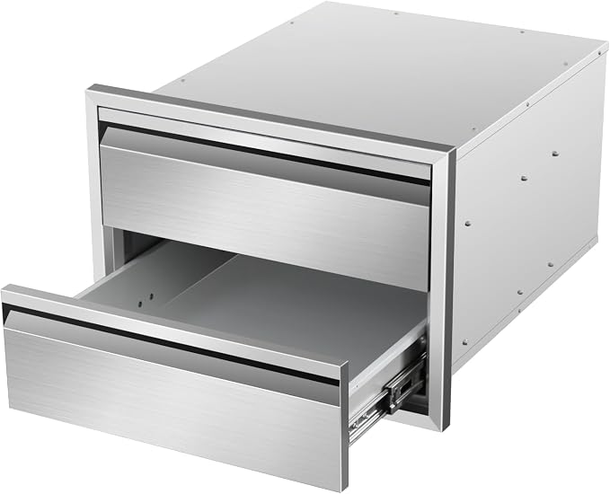 Outdoor Kitchen Drawers 18" W x 13" H x 21" D Stainless Steel Double Drawers by Unknown