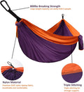 Hammock, Extra Large Double Camping Hammock, 500 lb, Purple and Orange