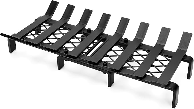 20" Fireplace Grate with Ember Retainer, Wood Stove Grate Rack, Heavy Duty by WILLOWWEAVE