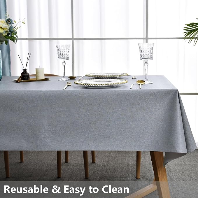 TruDelve Plastic Table Cloth for Rectangle Tables Grey Vinyl Tablecloth - Image 6