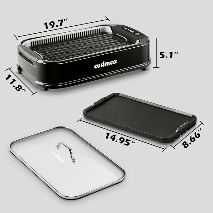 Indoor Grill, CUSIMAX Smokeless Grill Indoor, 1500W Electric Grill Griddle - Image 6