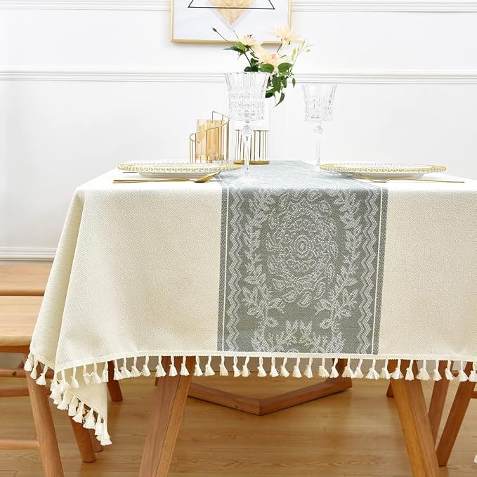 Heavy Duty Cotton Linen Table Cloth by Yofori