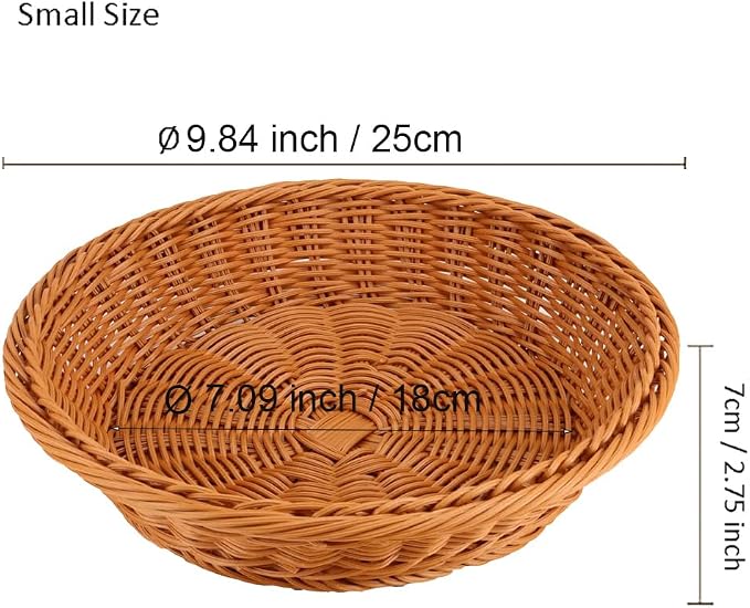 RT&BS 2pcs Round Wicker Bread Basket, Christmas Food Baskets, Eco-Friendly - Image 2