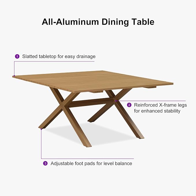 PURPLE LEAF 9 Pieces Outdoor Dining Set All Weather Wicker Patio Dining Set - Image 9