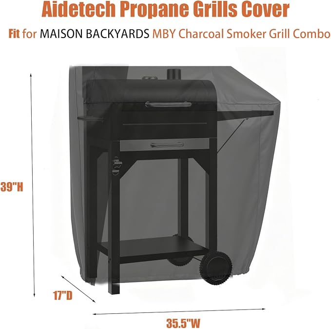 Grill Cover for Maison BACKYARDS Charcoal Smoker Grill Combo, Waterproof - Image 3