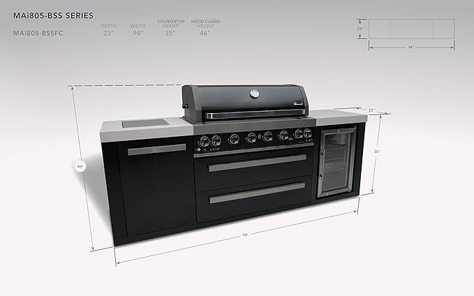 Mont Alpi MAi805-BSSFC 44-inch 6-Burner 115000 BTU Black Stainless Steel Gas - Image 7