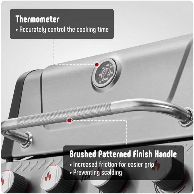 All Stainless Steel 4+1 Burner Gas BBQ Grill, Outdoor Propane Grill - Image 9
