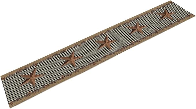 Rustic Star Table Runner, Vintage Wood Barn Black Grid Western Texas Farmhouse - Image 7