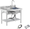 Utility Sink, Commercial Kitchen Stainless Steel Sink, 39.5'' Free Standing by PurezmMotoStainlessSteelFab