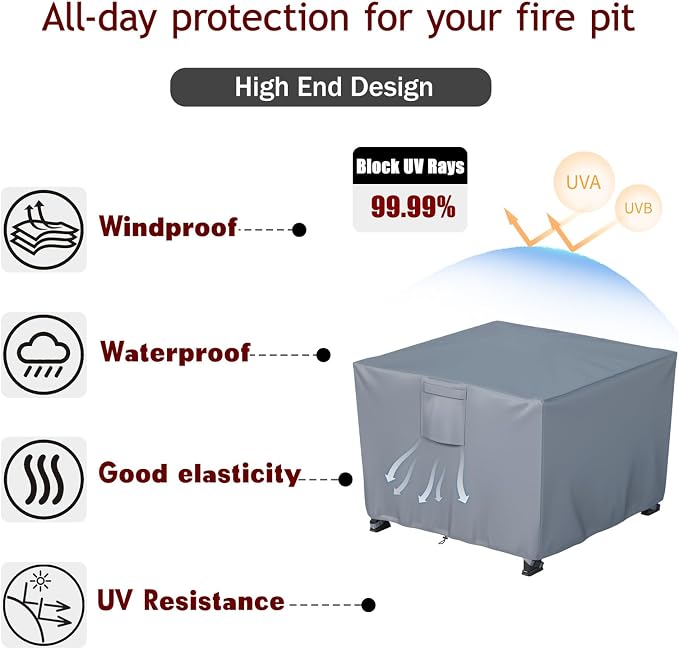 Chinchilla Heavy Duty 32 Inch Square Fire Pit Cover - Image 3