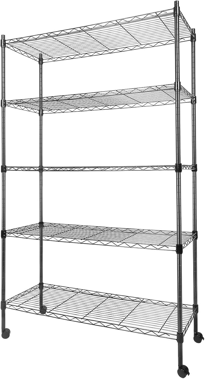 Whitmor 5 Tier Shelving Unit, Metal Storage Shelves, Heavy Duty by Whitmor