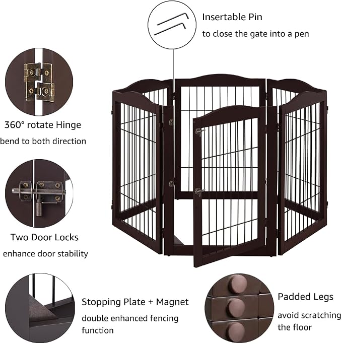 unipaws 132" Extra Wide Dog Gate and Pet Playpen, Free Standing Tall Dog Fence - Image 4